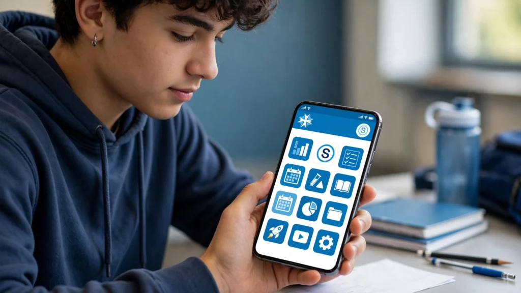 Student accessing the My OLSD portal on a mobile phone