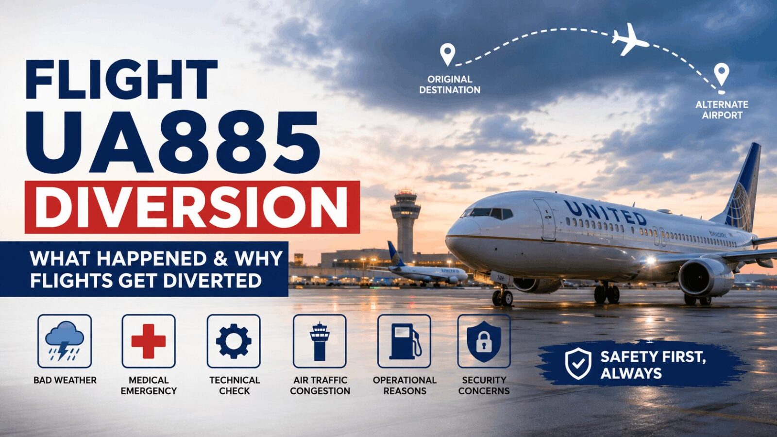 flight ua885 diversion
