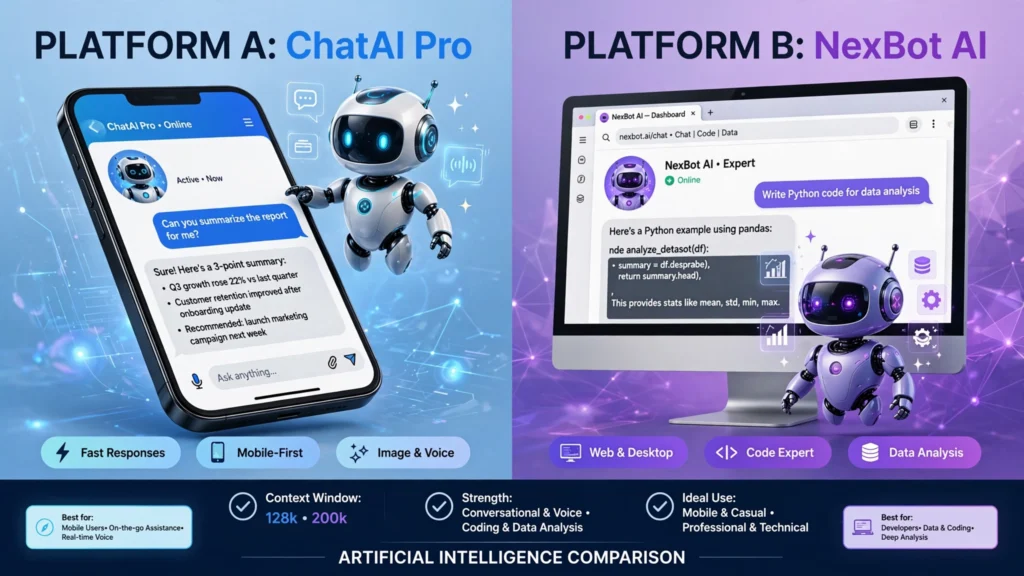 Chai AI vs Character AI comparison of AI chatbot platforms