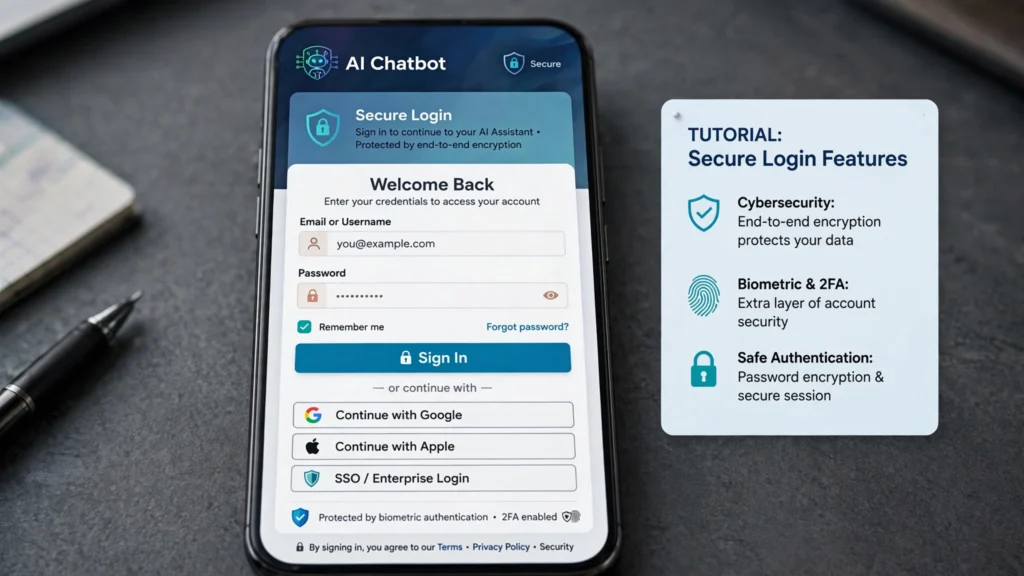 Chai AI login process showing mobile app sign in interface