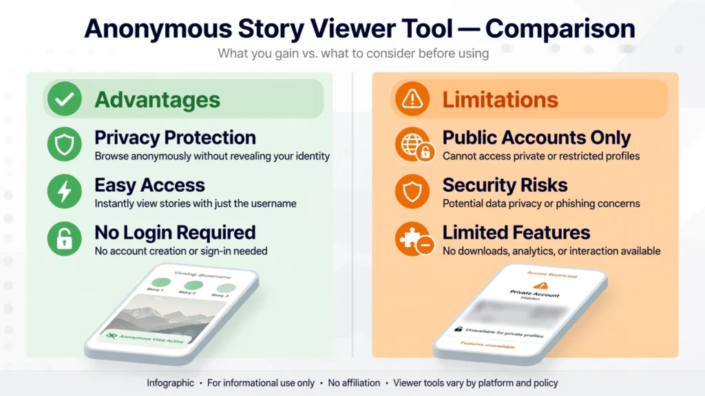 StoriesIG pros and cons comparison infographic