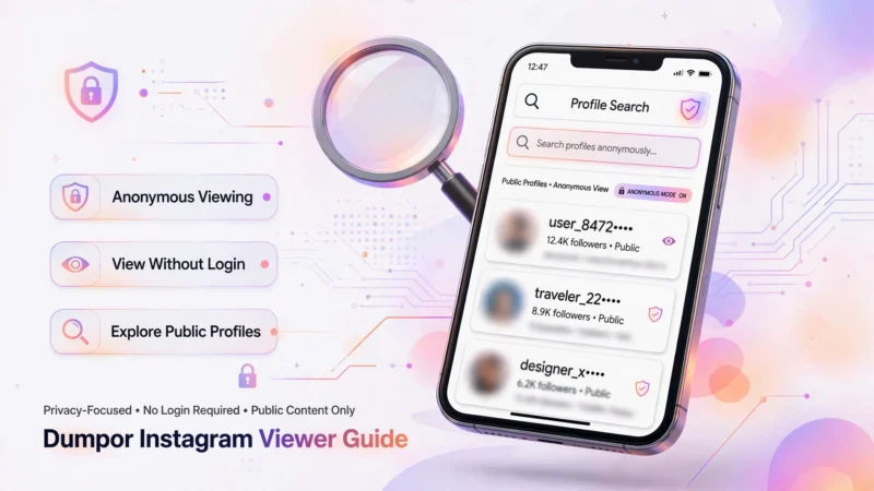 Dumpor Instagram viewer guide showing anonymous Instagram profile browsing and privacy features