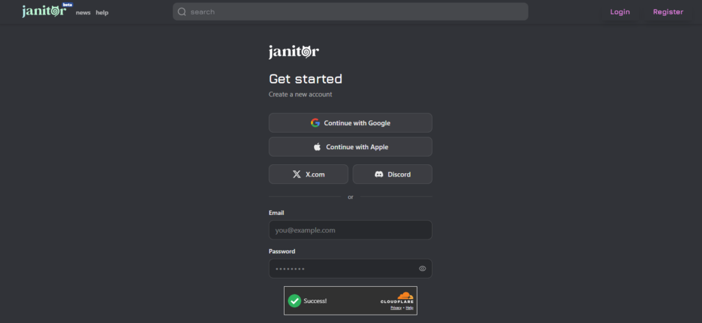 Create a Janitor AI account