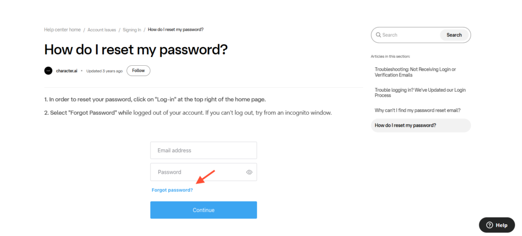 CrushOn AI Password Reset